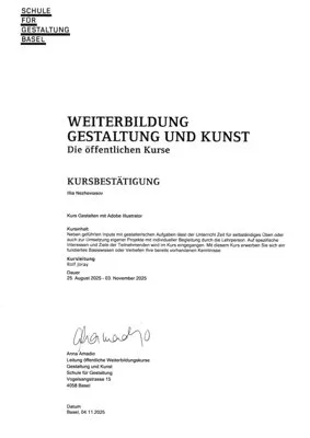 Weiterbildungszertifikat - Gestaltung und Kunst